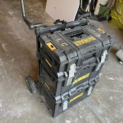 DeWalt Tough System three tool boxes with locking cart