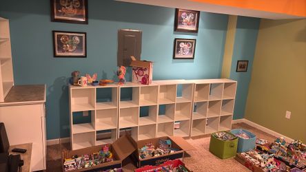 Lot of white storage cubbies