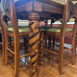 Dining Table Detailed Carved Legs And Chairs