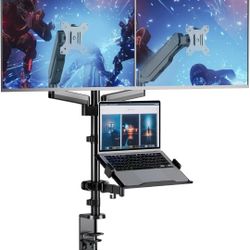 Laptop Mount and Dual Monitor for Max 32" Monitor and 17" Laptop,