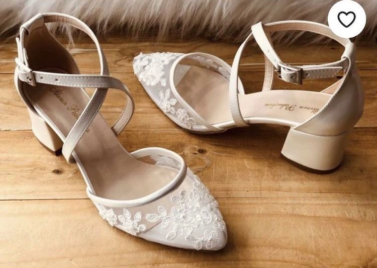 Brand new Tulle embellished lace bride shoes, ivory, wedding shoes, comfort bridal shoes