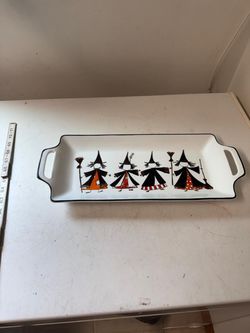 Vtg Lenox Totally Tikas Halloween Candy/Cookie Tray No Chips 17x7x2 OBO