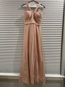 Amsale inverted V halter top bridesmaids dress in silk crinkle chiffon