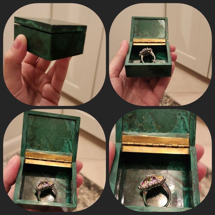 Malachite Stone box. Made of solid handpolished semiprecious stones