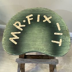 Vintage MR. FIX IT Tool Stool / unique one of a kind / Great Gift 🎁 Idea / 23” Tall / 12x10”Seat 