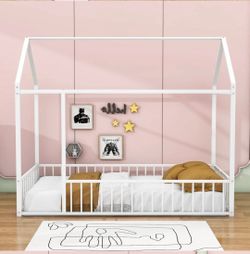Children's Floor Bed Frame with Canopy