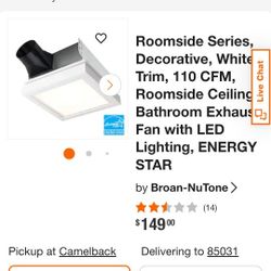 Ceiling Bathroom Exhaust Fan with LED Lighting, 