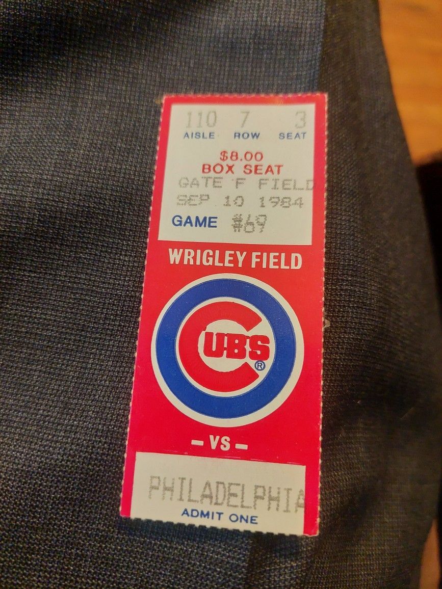 Cubs 1984 Vs Philadelphia Game Number 69 Ticket