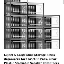 XL Shoe Storage Boxes – Stackable 12pk – Fits Jordans/Boots – Brand New