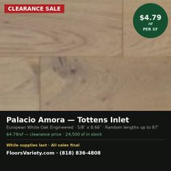 Palacio Amora Tottens Inlet European White Oak Engineered Hardwood - Clearance