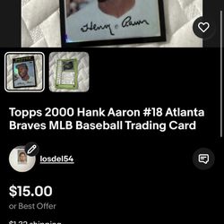 Topps 2000 Hank Aaron #18 Atlanta Braves MLB Baseball Trading Card