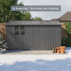 12x10 Ft Metal garden sheds outdoor storage sheds grey with window