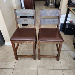 Solid Wood Counter Height Stools- Set of 2