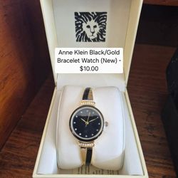 Anne Klein Black/Wrist Watch New 