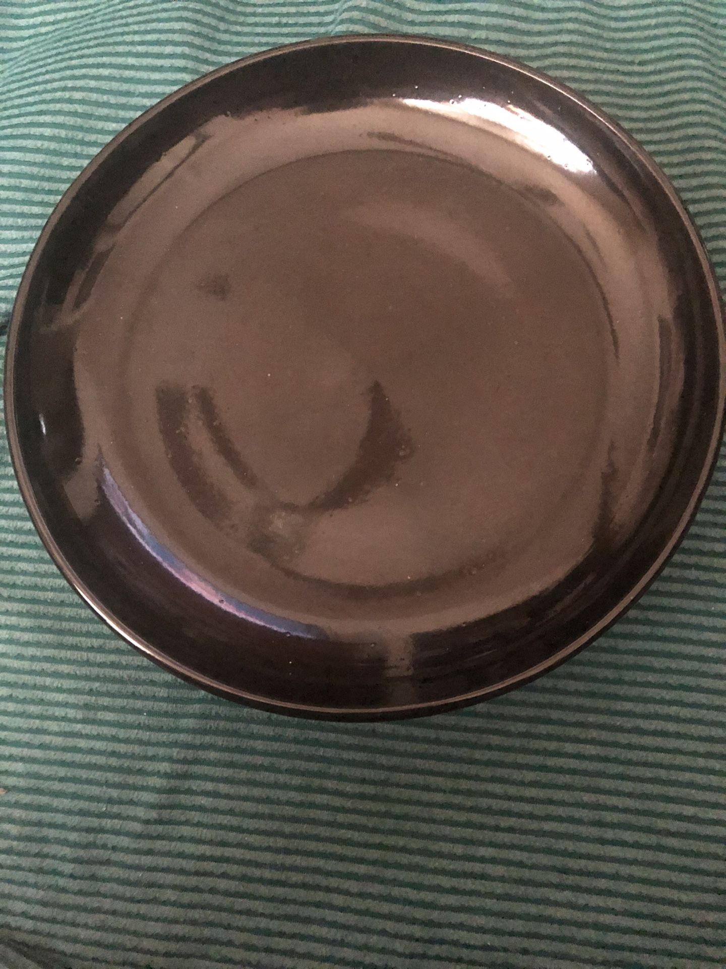 Black glass bowl 12”diameter w/black metal stand