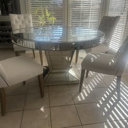 Z gallerie Glam Dining Room Table And Restoration Hardware Custom Chairs