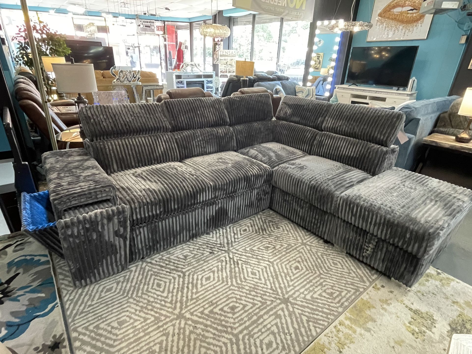 Amazing corduroy sleeper sectional On Sale!!!