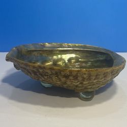 Natural Abalone Seashell Large 6” Iridescent Green Pink Gold Shell Bowl