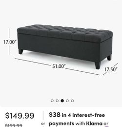 Dark Gray Tufted Storage Ottoman Bench