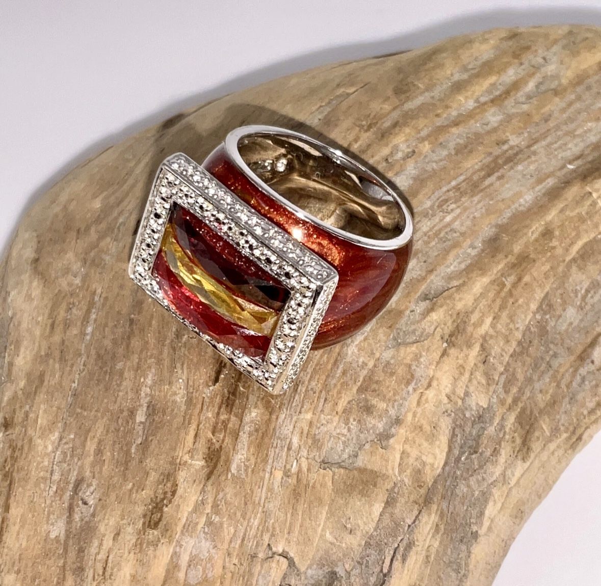 925 Sterling Silver Real Topaz & Amethyst Gemstone Ring Size 5 1/2