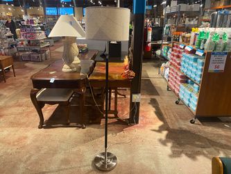 Tall Shaded Floor Lamp with Chrome Base