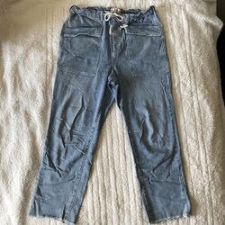 Free People We The Free City Slouchy Mom Jeans High Rise Crop Distressed