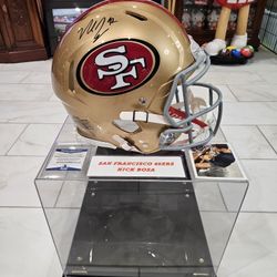 S.F. signed BOSA NFL Authentic Football Helmet w/Case - Certified