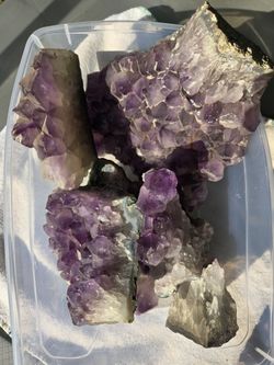 Amethyst clusters. Stones