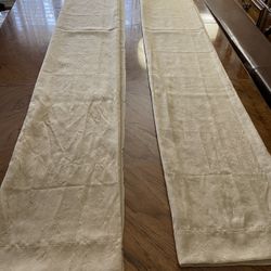 2 Beautiful Crinkle Textured Light Beige Sheer Curtain Panels 52” x 86” Each - Excellent Condition 