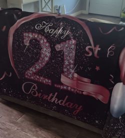 21st Birthday Decorations= Banner + Cake topper