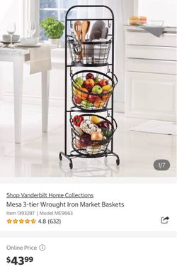 3-tier metal wire wrought iron basket stand