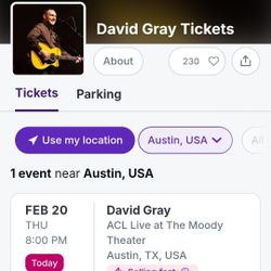 2nd Row David Gray 2 Tickets Front Floor