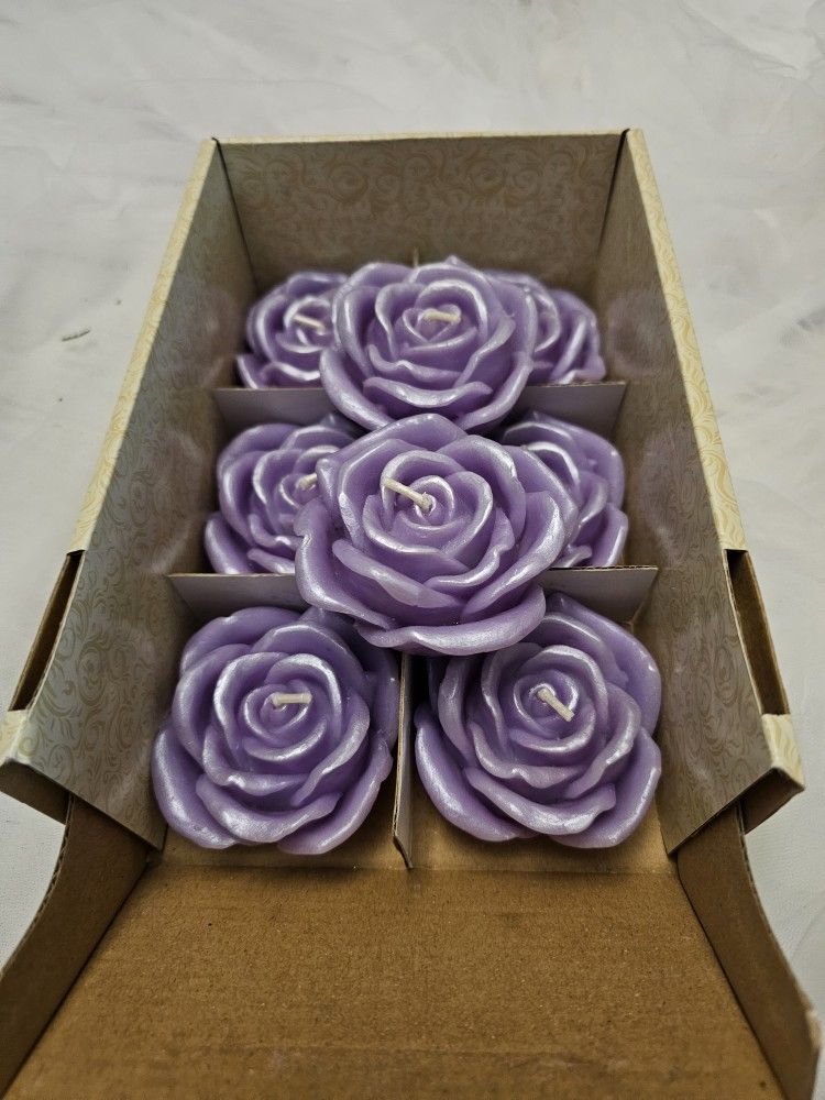 Candles Purple White Long Small