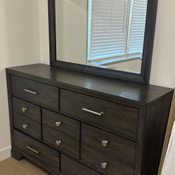 Dark Wood Dresser w/ Mirror – Great Condition – Must Sell!