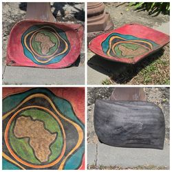 Vtg African Hand-Carved Handpainted Custom Wooden Bowl