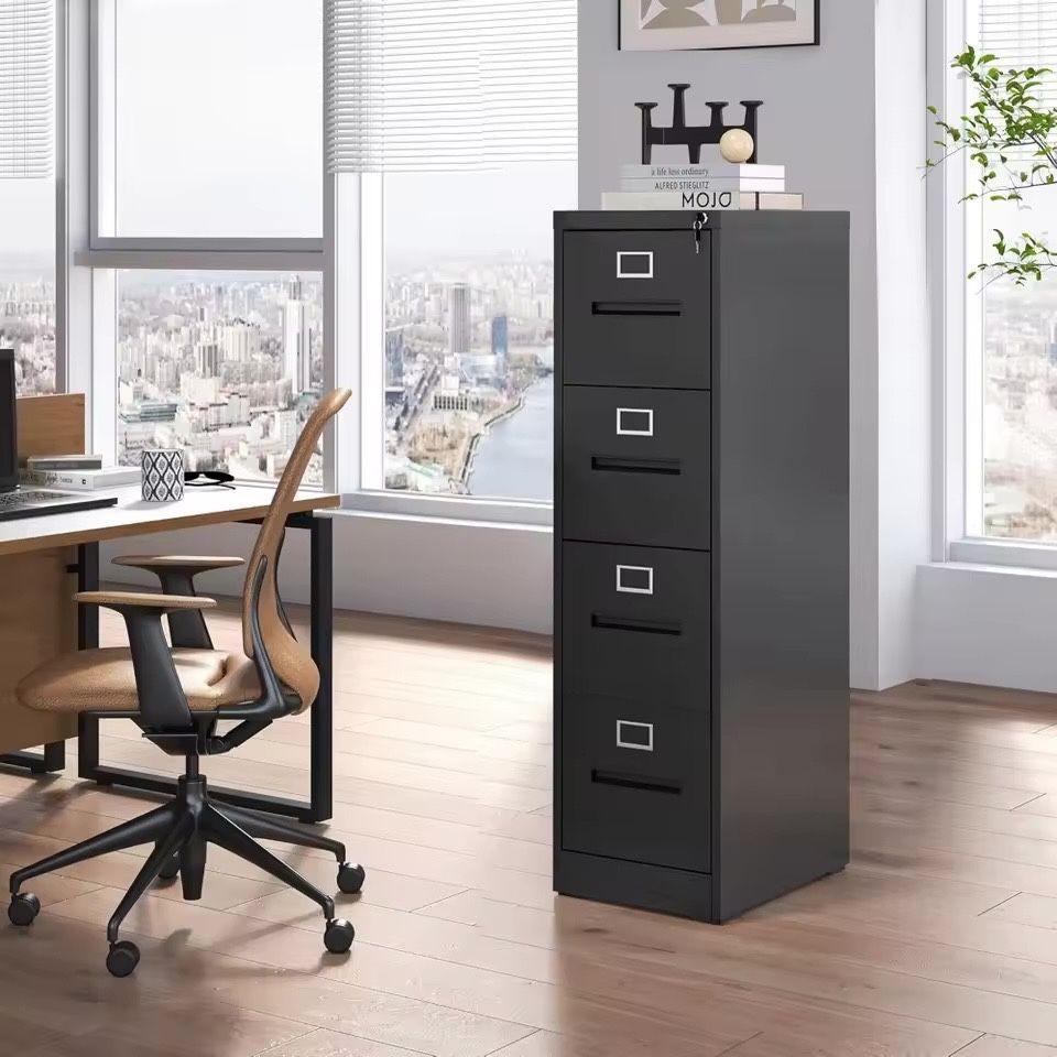 Drawer Vertical File Cabinet Home Office Metal Filing Cabinet, D17.7 Locking File Cabinets with Keys, Anti-Tilt Design, Steel