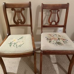 2 Antique Wood Harp Chairs $50 each