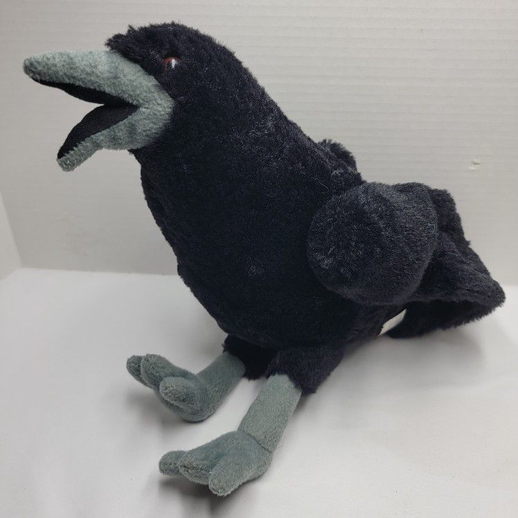 ADORE 12" Standing Shadow The Raven Crow Bird Plush Stuffed Animal Toy Zoo Black