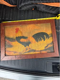 Rooster picture on wood