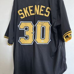 PAUL SKENES SIGNED PITTSBURGH PIRATES CUSTOM AUTOGRAPHED JERSEY W/COA - XL - 766