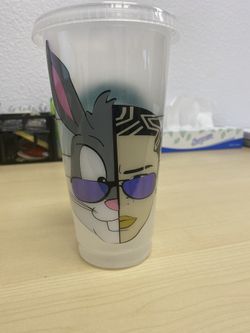 Bad Bunny personalized Reusable Starbucks Cup with Epoxy resin.