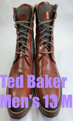 Ted Baker Ankle Boots Men's 13 M Ruulen Tan Multi Euro 46 Rubber Leather Soles