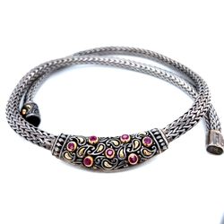 18k 925 Rubies Wheat Necklace 