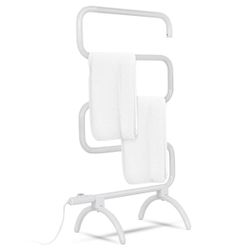 Goplus 100W Electric Towel Warmer Drying Rack Freestanding and Wall Mounted White