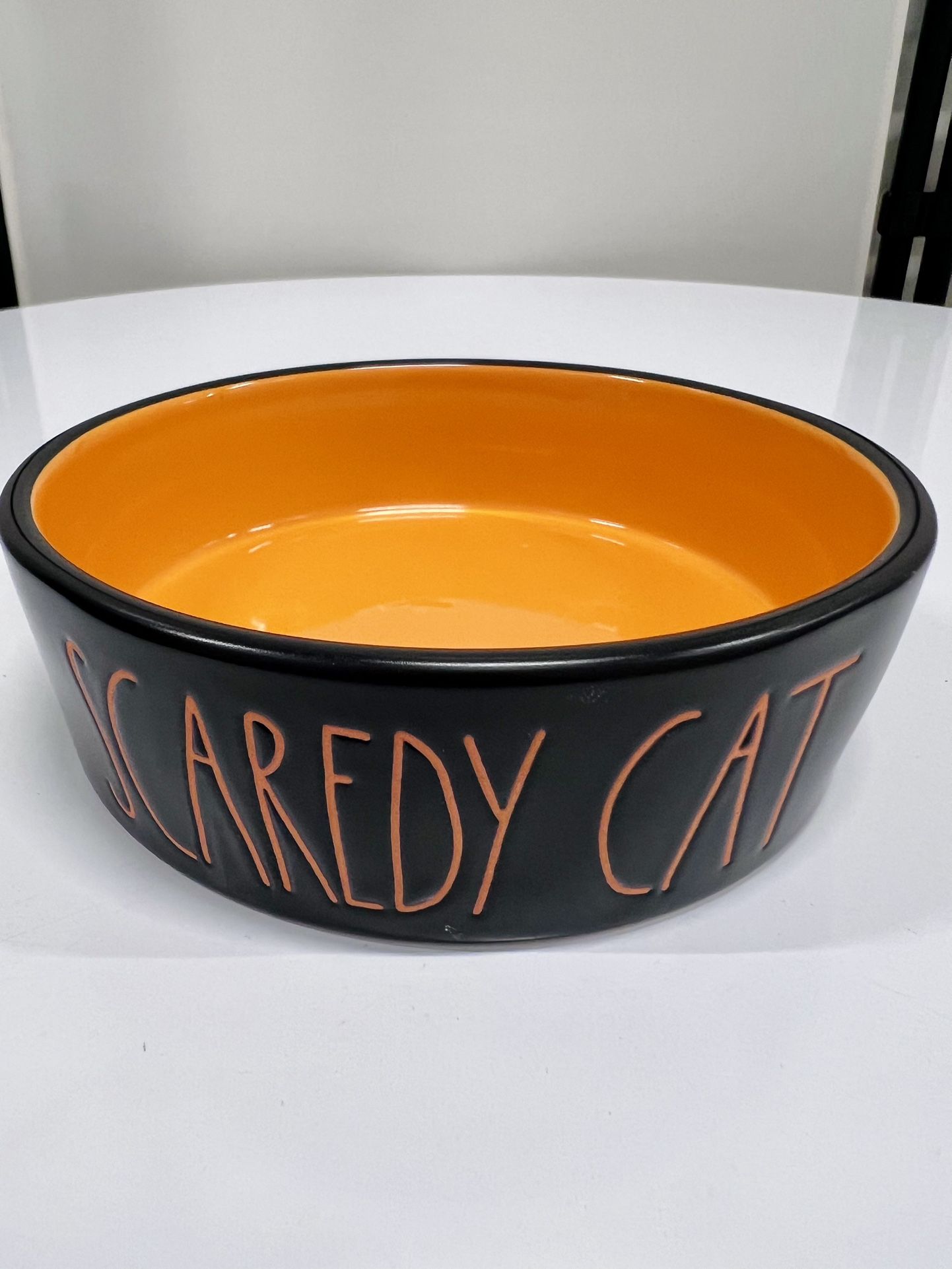 Rae Dunn Halloween Ceramic Scaredy Cat Bowl NEW
