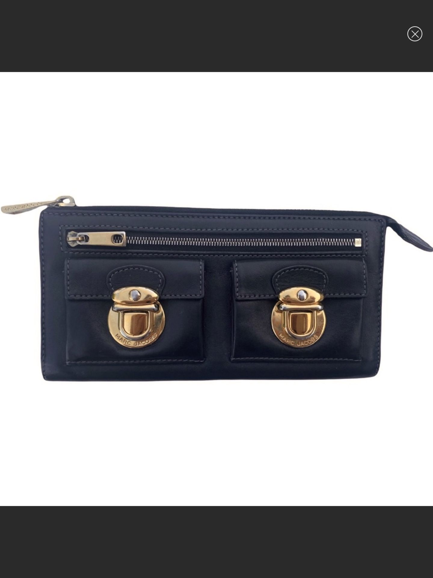 Marc Jacobs zippered black leather wallet