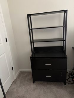 Black Filing Cabinet with Shelving Unit