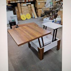 Square Contemporary Lift Top Coffee Table With Desk And Storage 