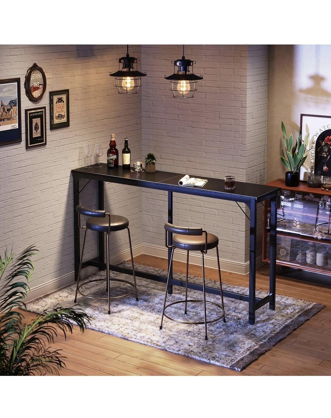 71 Inch Bar Table, Bar Height Pub Table, Counter Height Bar Table, Rectangular High Top Kitchen