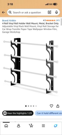 Kritkin 4 Roll Vinyl Roll Holder Wall Mount